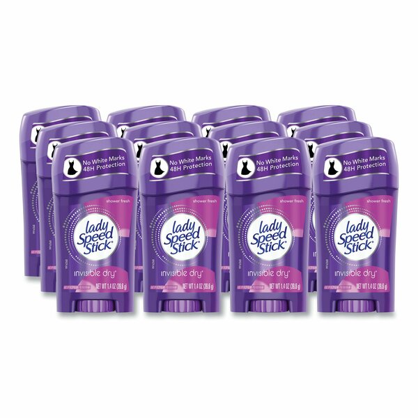 Lady Speed Stick Invisible Dry Antiperspirant, Fresh, 1.4 oz, White, PK12 96299